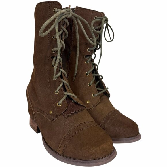 Skechers SKCH+3 Dark Brown Leather Wedge Combat Boots Style 48537 Women’s 8.5 - Picture 2 of 10